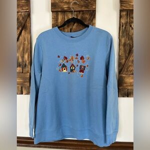 VINTAGE 90s Basic Editions Fall Birdhouse Sweatshirt Women’s Large